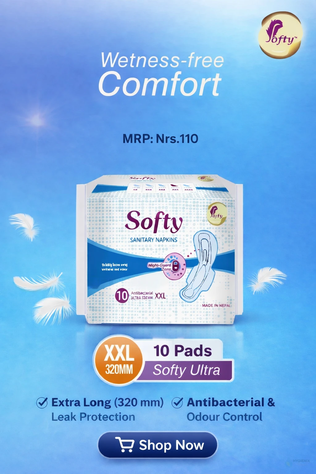 Softy Sanitary Napkin-10/320mm - Hygienix Nepal