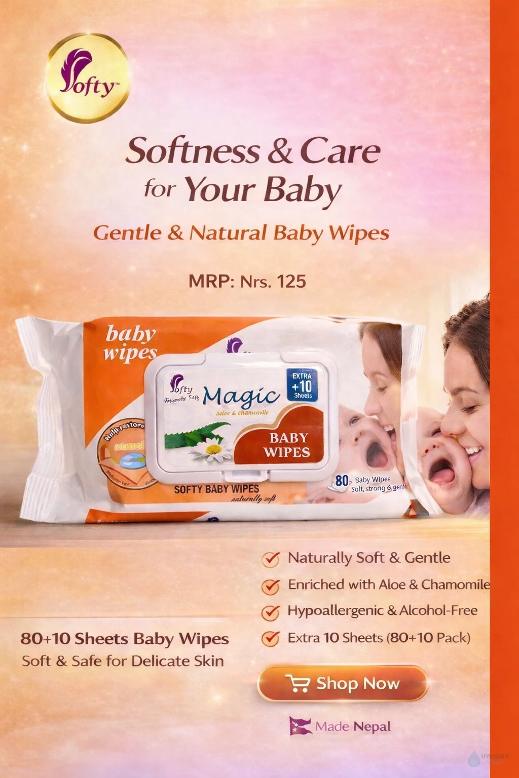 Softy Baby Wipes-magic - Hygienix Nepal
