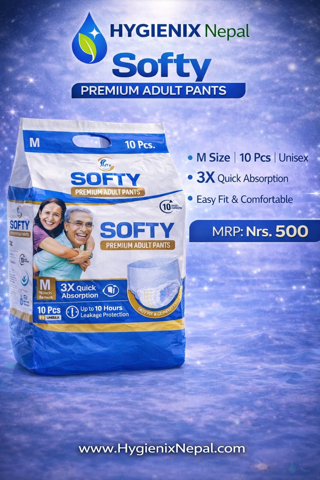 Softy-Adult Daiper-M10-500NRS - Hygienix Nepal