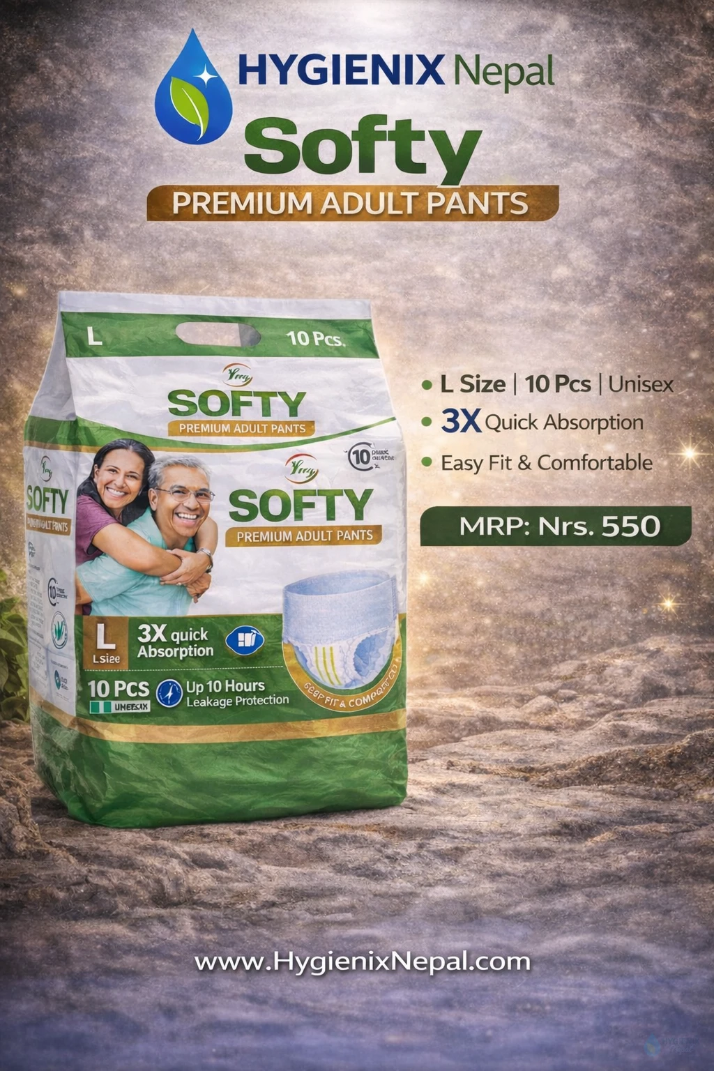 Softy-Adult Daiper L10-550NRS - Hygienix Nepal